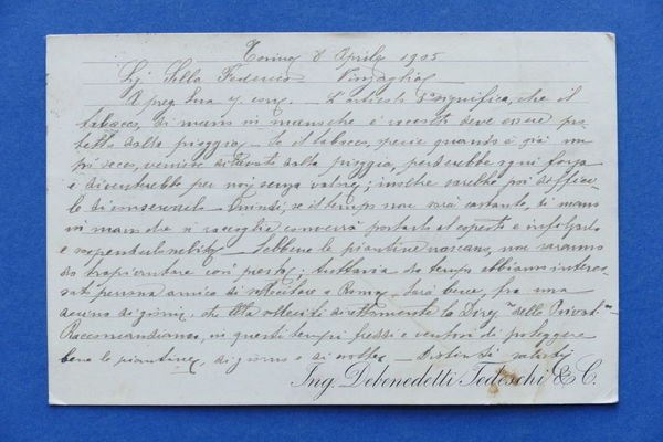 Cartolina Pubblicità - Ing. Debenedetti Tedeschi & C. - Torino …