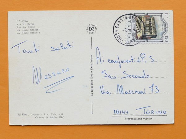 Cartolina Canosa - Via G. Bovio - 1978.