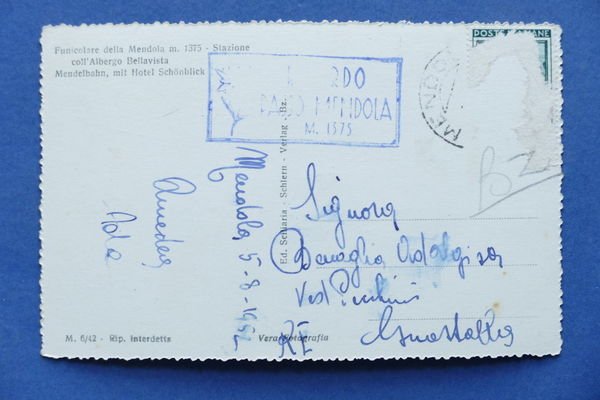 Cartolina Funicolare della Mendola - Stazione con Albergo Bellavista - …