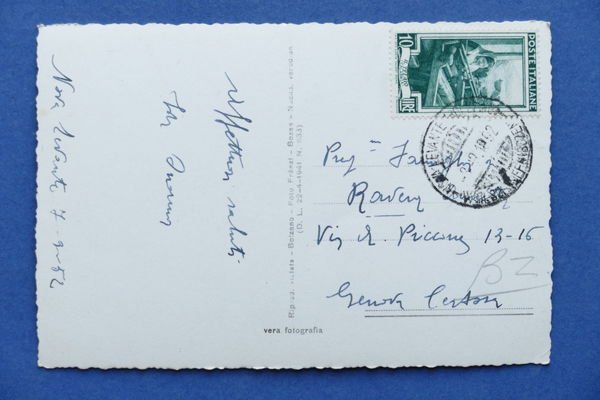 Cartolina Strada delle Dolomiti - Novalevante - 1952