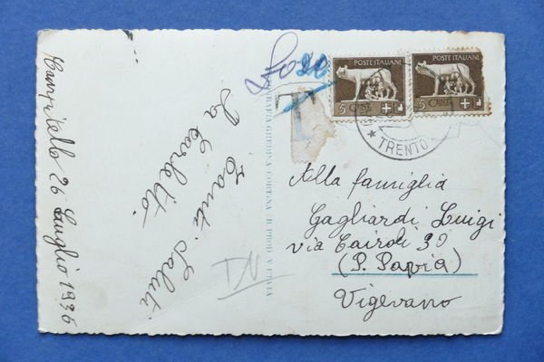 Cartolina Campitello - Verso il Catinaccio - 1936