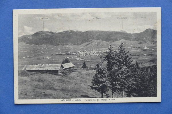 Cartolina Asiago d'estate - Panorama da Malga Fassa - 1920 …