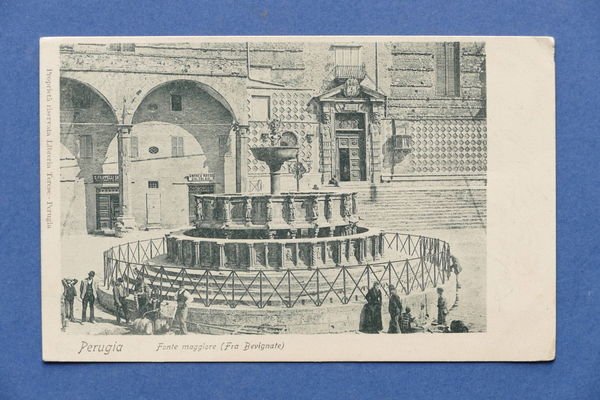 Cartolina Perugia - Fonte maggiore - 1904