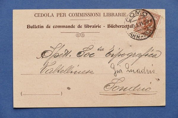 Cartolina Pubblicitaria - Libreria Tipografia Bertolini Nani & C. - …