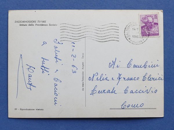 Cartolina Salsomaggiore Terme - Istituto Previdenza Sociale - 1963