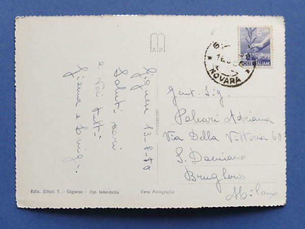 Cartolina Gignese - Albergo Due Riviere - Piazzale della Rimembranza …