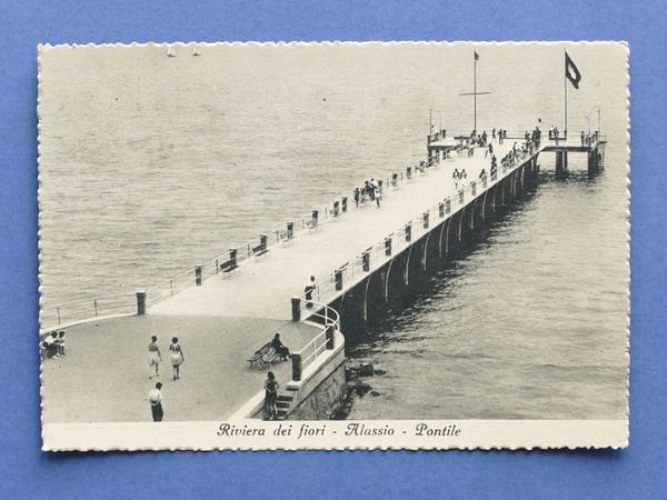 Cartolina Riviera dei Fiori - Alassio - Pontile - 1957