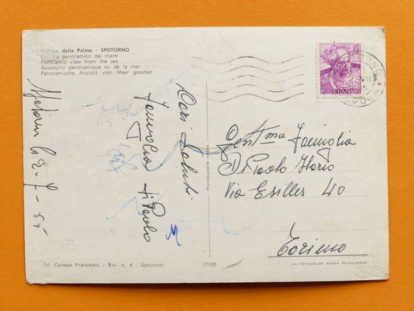 Cartolina Spotorno - Scorcio panoramico dal mare - 1965
