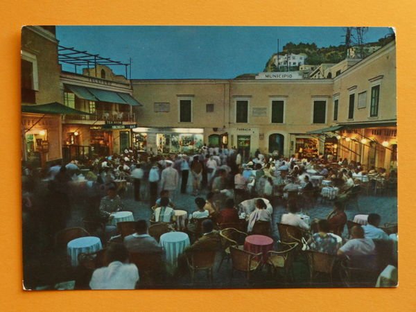 Cartolina Capri - Piazzetta - Notturno - 1965 ca.