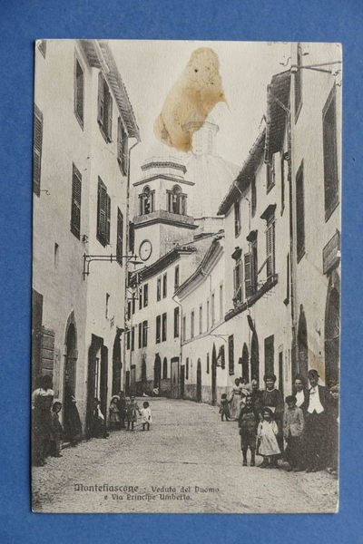 Cartolina Montefiascone - Veduta del Duomo e Via Principe Umberto …