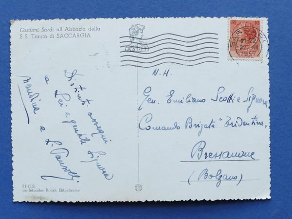 Cartolina Costumi Sardi all'Abbazia della S.S. Trinità di Saccargia - …