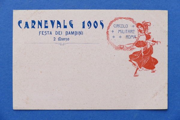Cartolina Pubblicitaria Carnevale 1905 Festa dei Bambini - Circolo Militare … | Immagine principale