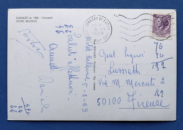 Cartolina Dolomiti - Canazei - Hotel Bellevue - 1969 | Immagine Gallery 2