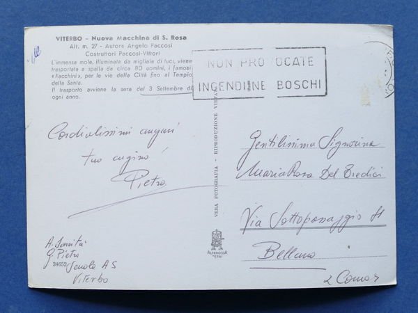 Cartolina Viterbo - Nuova Macchina di S. Rosa - 1960 …