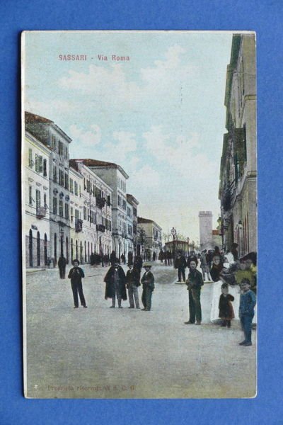 Cartolina Sassari - Via Roma - 1900 ca..