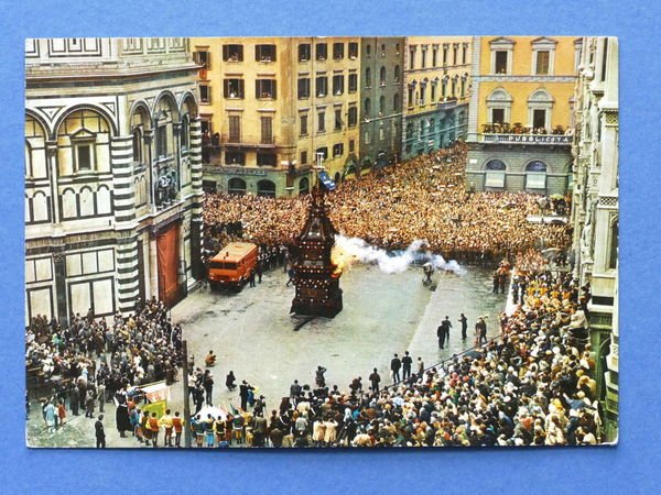 Cartolina Firenze - Lo scoppio del Carro - 1965 ca..