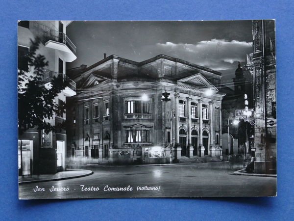Cartolina San Severo - Teatro Comunale - Notturno - 1965