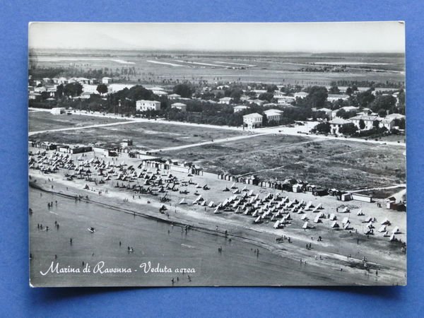 Cartolina Marina di Ravenna - Veduta aerea - 1955