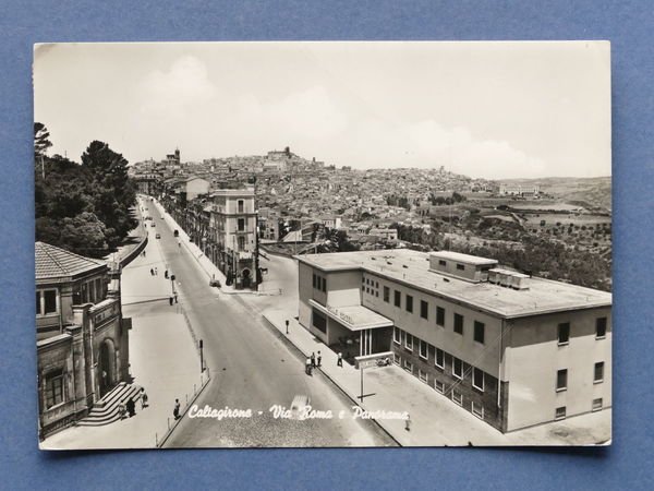 Cartolina Caltagirone - Via Roma e Panorama - 1961