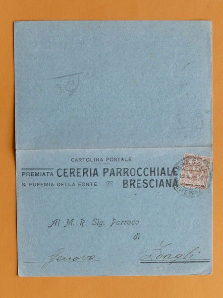 Cartolina doppia Pubblicitaria - Premiata Cereria Parrocchiale Bresciana - 1918