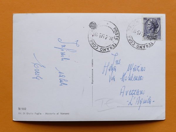 Cartolina Montorio al Vomano - Piazza Orsini - 1965