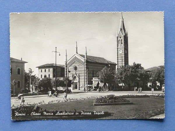 Cartolina Rimini - Chiesa Maria Ausiliatrice in Piazza Tripoli - …