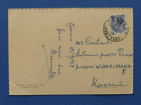 Cartolina Marina di Massa - Viale Litoraneo - 1958.