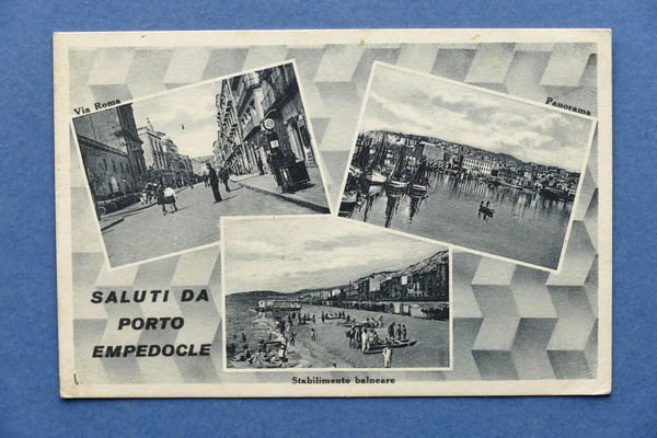 Cartolina Porto Empedocle - Stabilimento Balneare - Via Roma - …