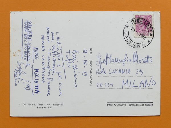 Cartolina Pisciotta - Spiaggia - 1969