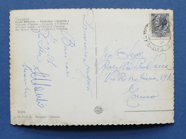 Cartolina Varazze - Piani d'Invrea - Camping Cabiria - 1959 | Immagine Gallery 2