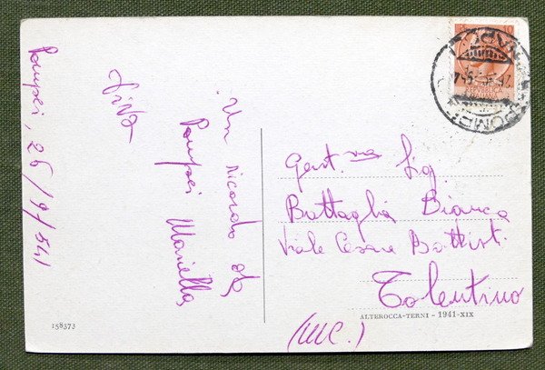 Cartolina Saluti da Pompei - Panorama - 1954