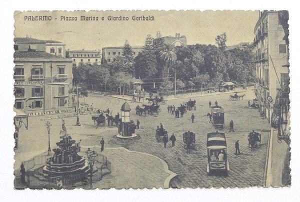 Cartolina Palermo - Piazza Marina e Giardino Garibaldi - 1914