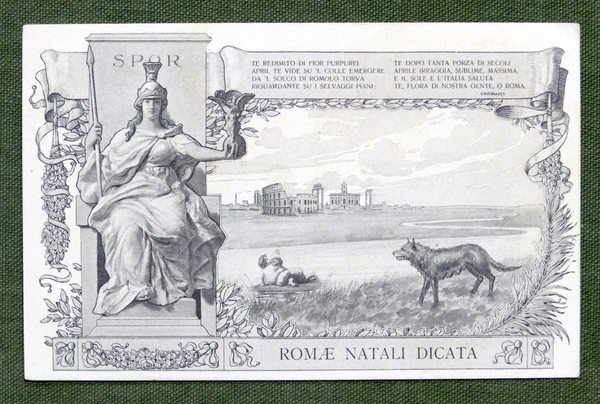 Cartolina Commemorativa - Roma - Romae Natali Dicata - 1912