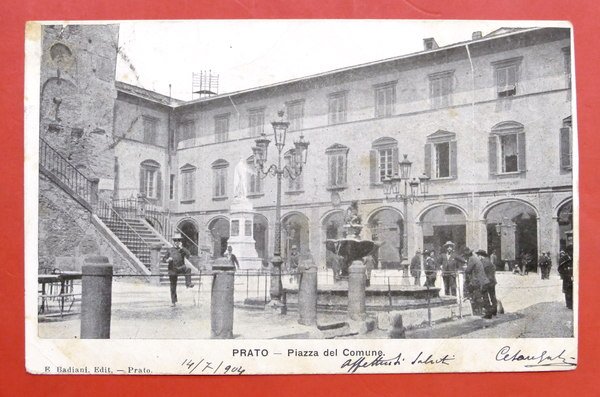 Cartolina Prato - Piazza del Comune 1904