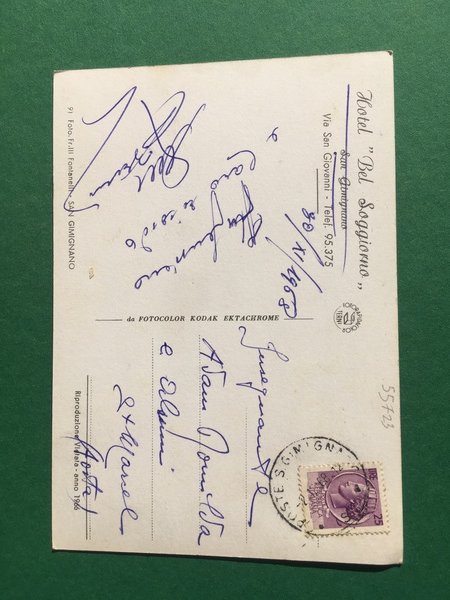 Cartolina San Gimignano - Hotel Bel Soggiorno - 1968