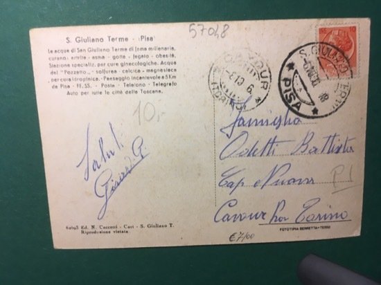 Cartolina S.Giuliano Terme - Ist. Naz. Previdenza Sociale - 1918