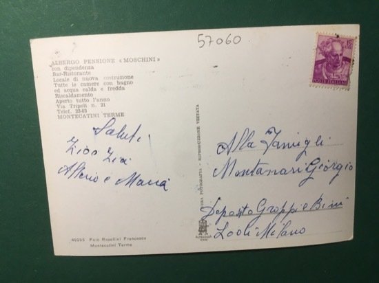 Cartolina Albergo - Pensione Moschini - Montecatini Terme- 1953