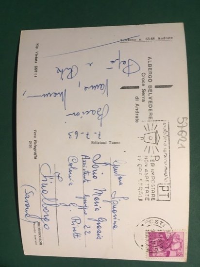Cartolina Albergo Belvedere - Croce Serra Di Andrate - 1963