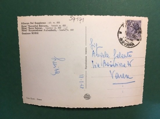 Cartolina Le Tre Isole Viste Dall'Alpino - Novara - 1958