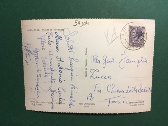 Cartolina Albizzate - Piazza IV Novembre - 1961