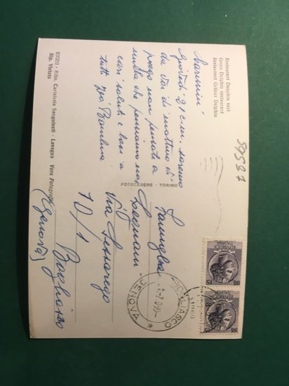 Cartolina Lavagna - Ristorante Delfino Verde - 1960