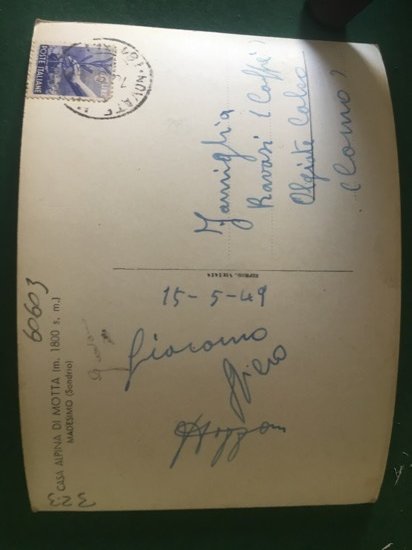 Cartolina Casa Alpina Di Motta - Madesimo - 1949