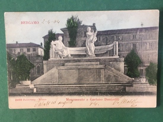 Cartolina Bergamo - Monumento A Gaetano Donizetti - 1904