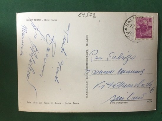 Cartolina Salice Terme - Hotel Salus - 1954