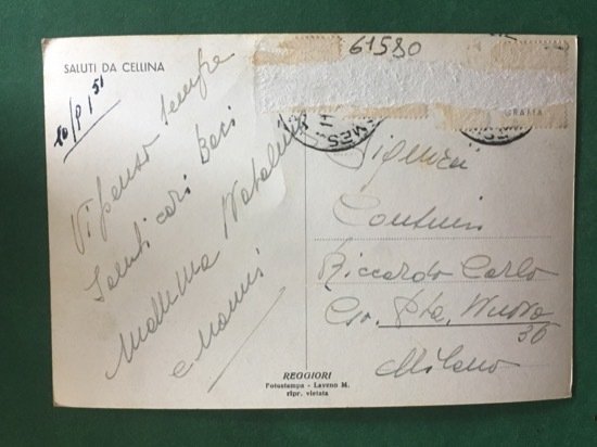 Cartolina Saluti Da Cellina - 1951