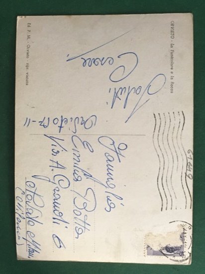 Cartolina Orvieto - La Funicolare e la Rocca - 1955