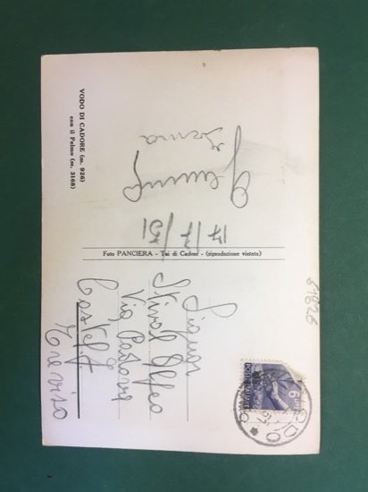 Cartolina Vodo Di Cadore - Con il Pelmo - 1951