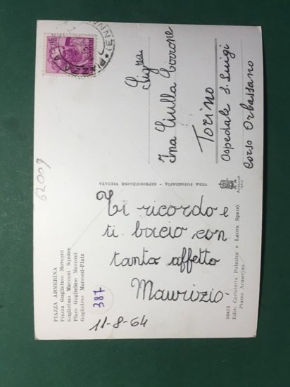 Cartolina Piazza Armerina - Piazza Guglielmo Marconi - 1964