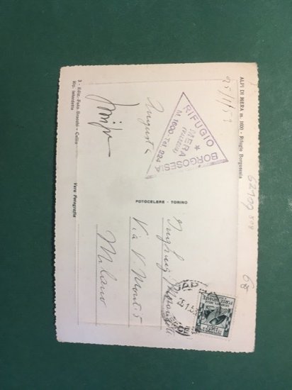 Cartolina Alpi Di Mera - Rifugio Borgosesia - 1953