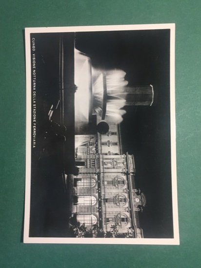 Cartolina Cuneo - Visione Notturna della Stazione Ferroviaria - 1965 …